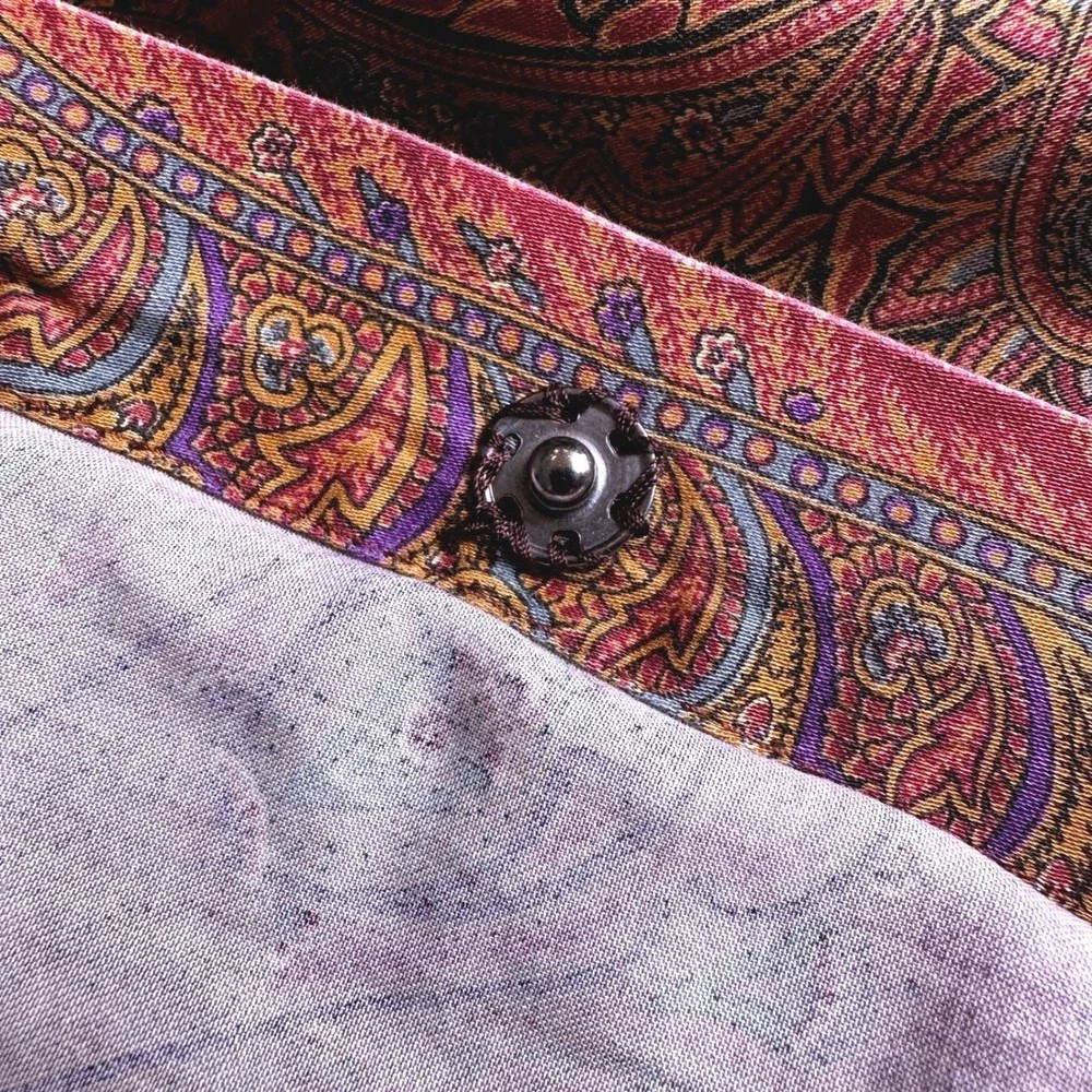 Vintage Ralph Lauren Paisley Duvet Cover Multi Color Boho Rope Trim